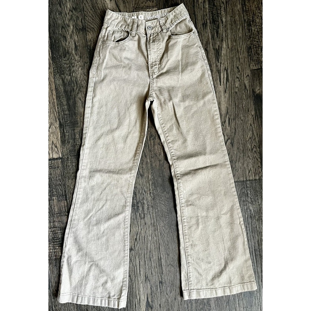 Khaki Flares Size 1 Vintage Denim Flares 24X30 S.O.N.G Jeans 90s‎ 287